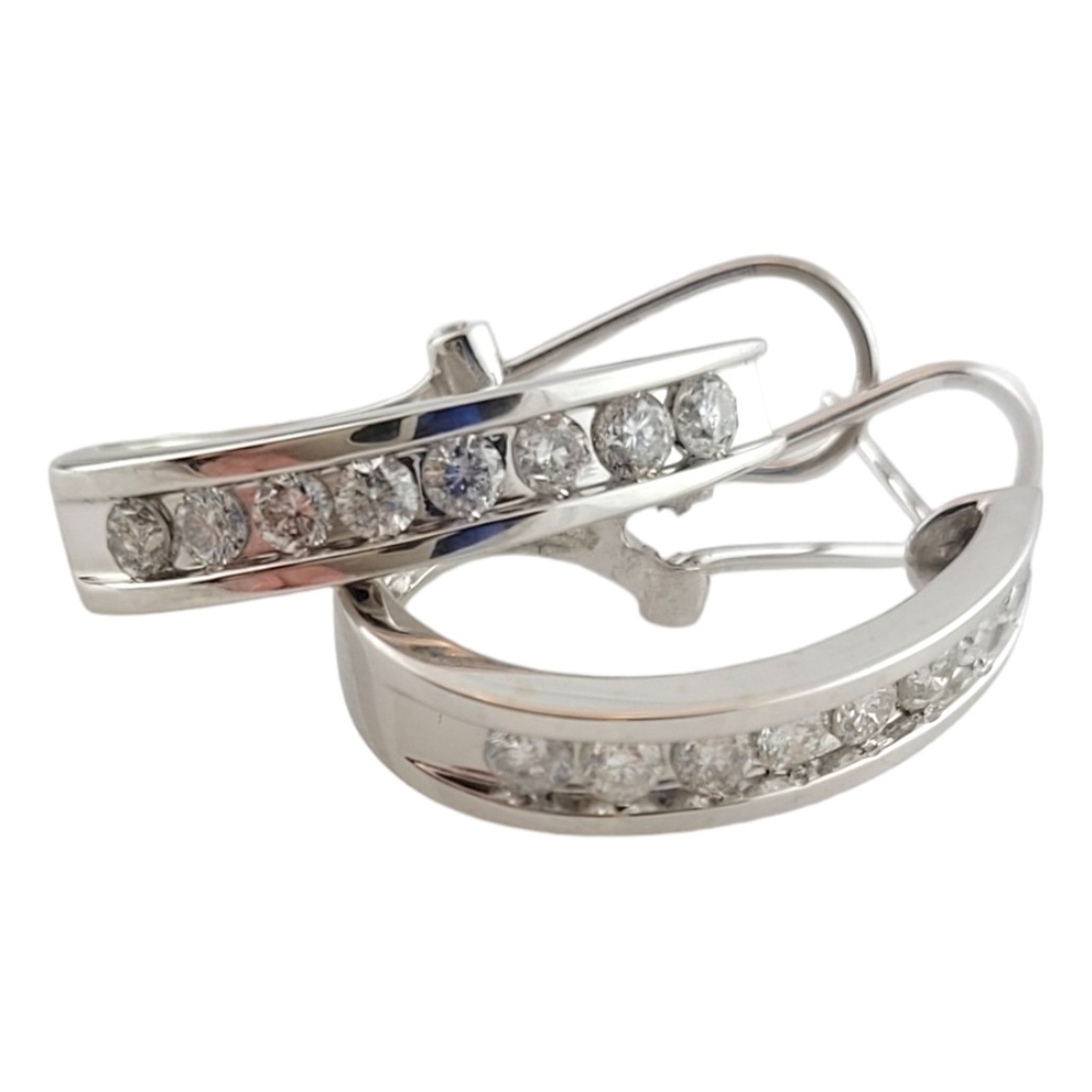 14K White Gold Diamond Hoop Earrings #16253